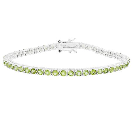 Sterling 7-1/4 Round Gemstone Tennis Bracelet
