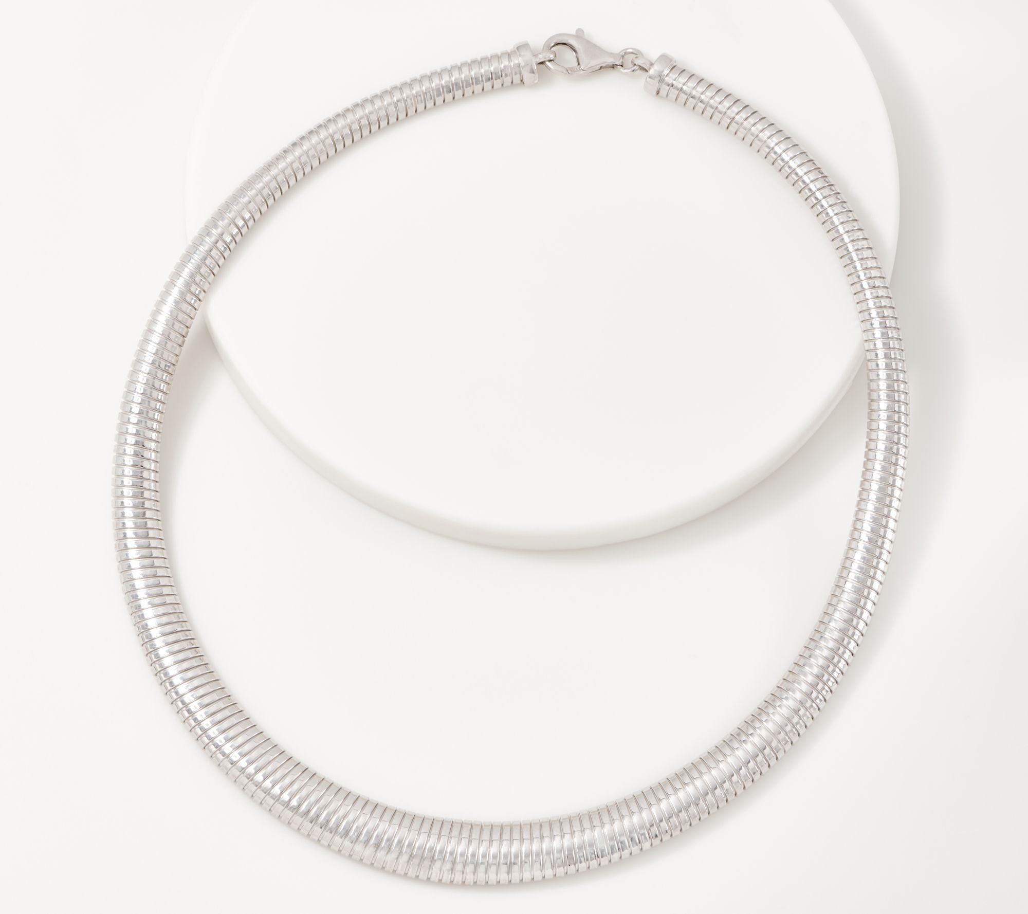 Italian Silver Bold Omega Tubogas Necklace 40.0g