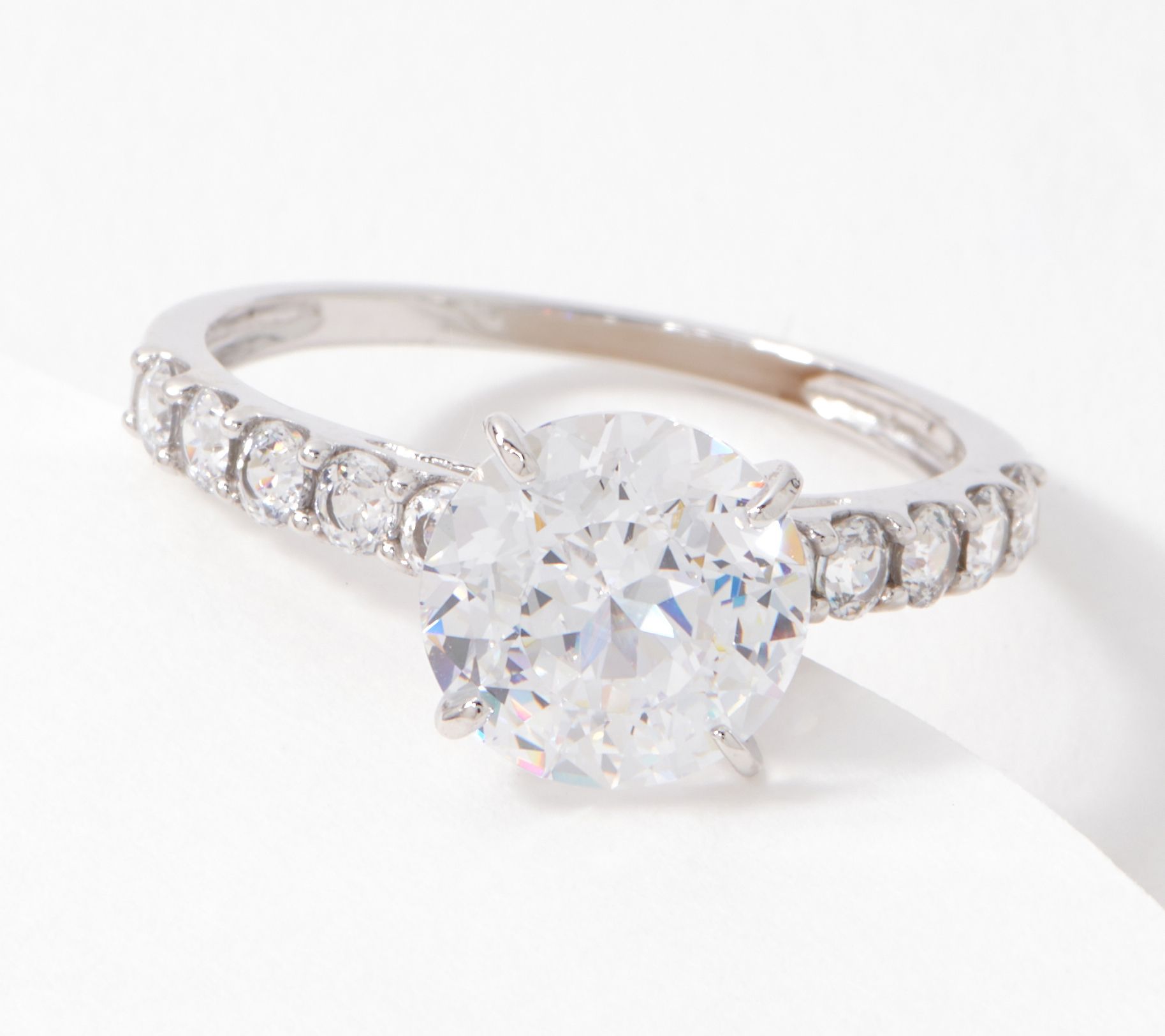 Diamonique 3 cttw 100-Facet Solitare Ring, 14K Gold