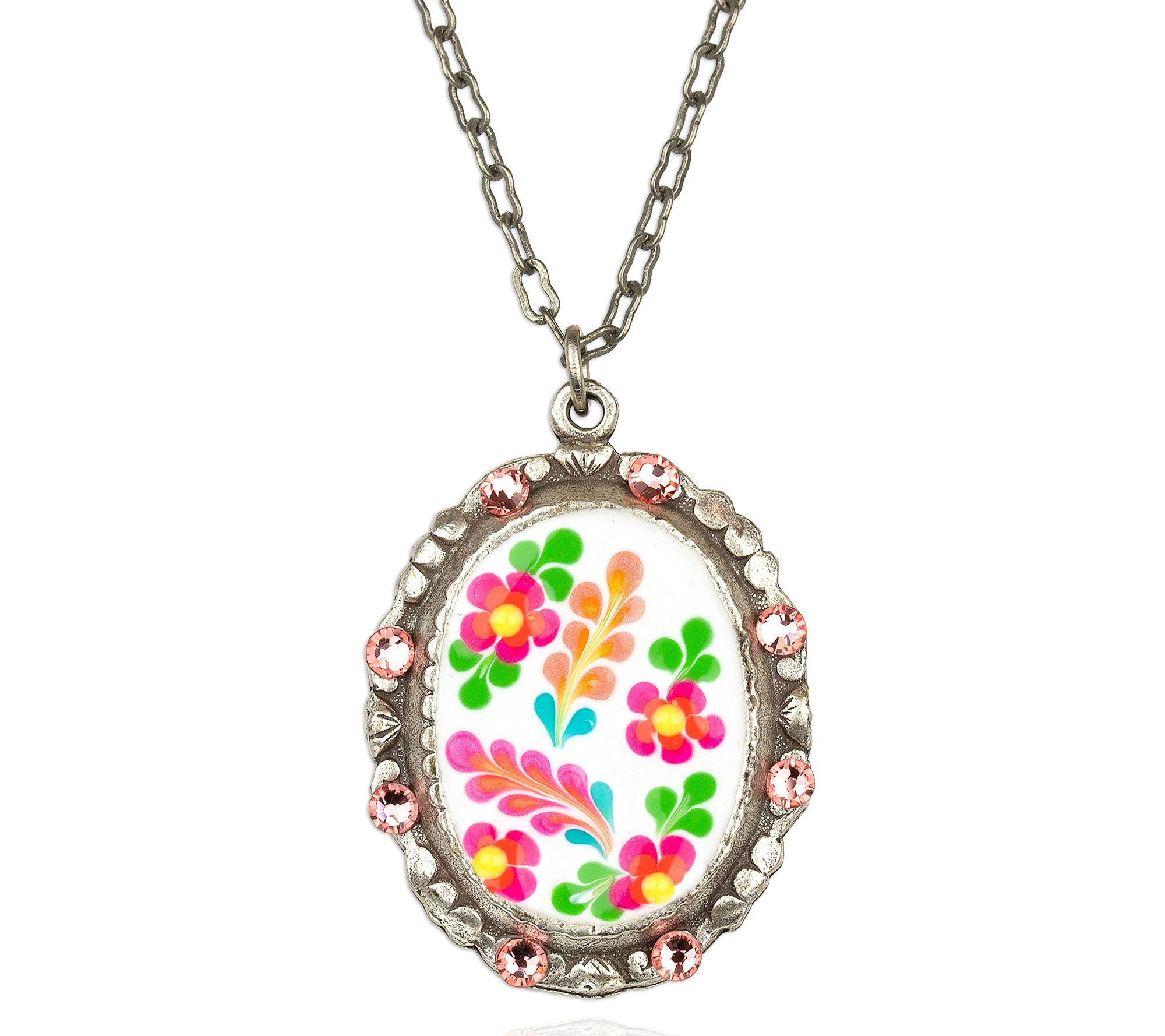 Anne Koplik Swarovski Crystal Oval Floral Neckl ace