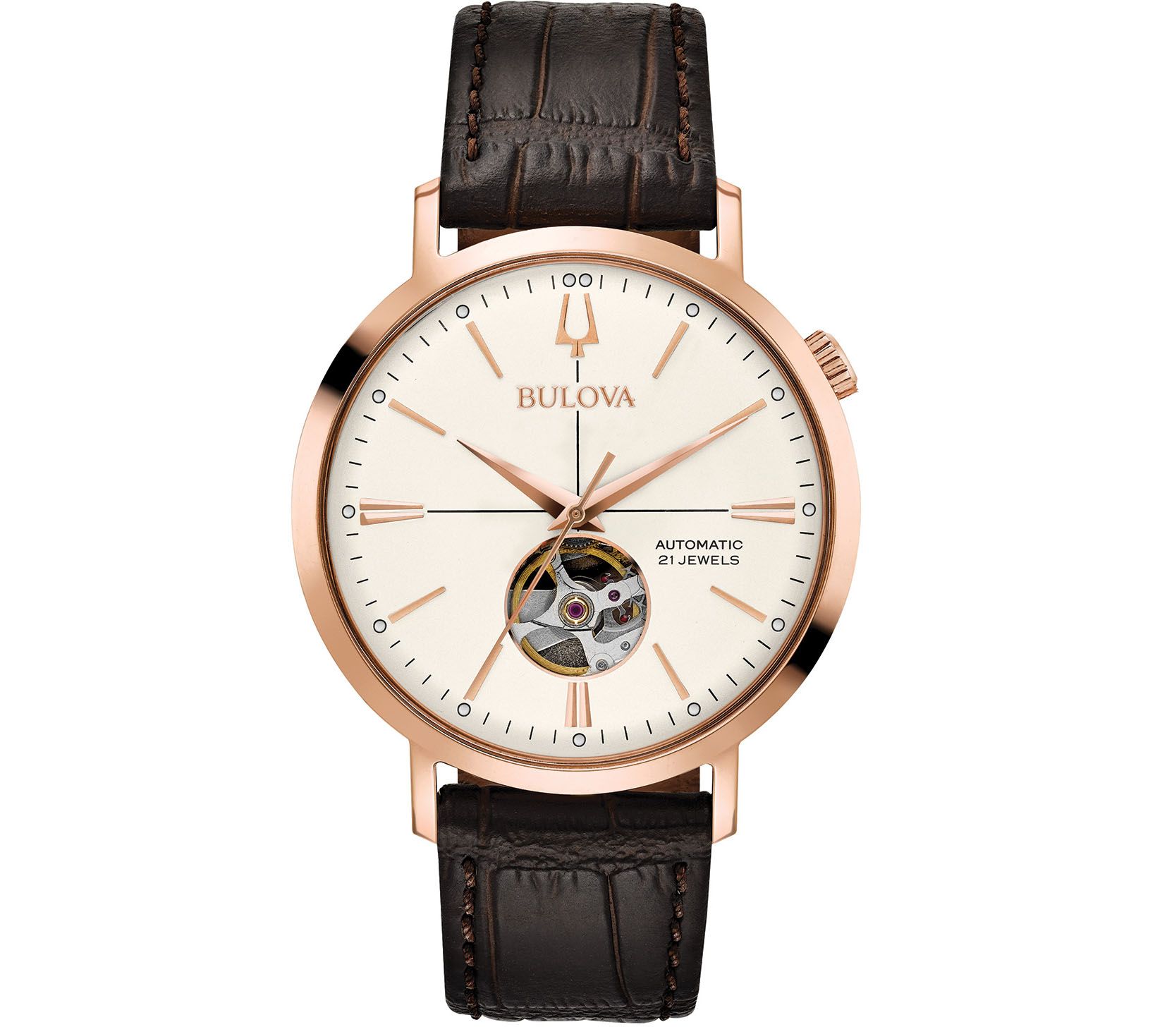 Bulova Mens Classic Automatic Leather Strap Wa tch