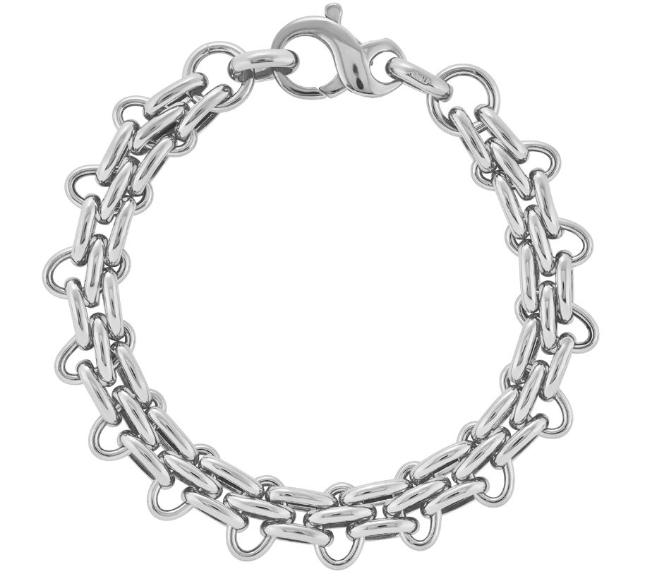 Italian Silver Panther Link 7-1/2 Bracelet, 13 .0g