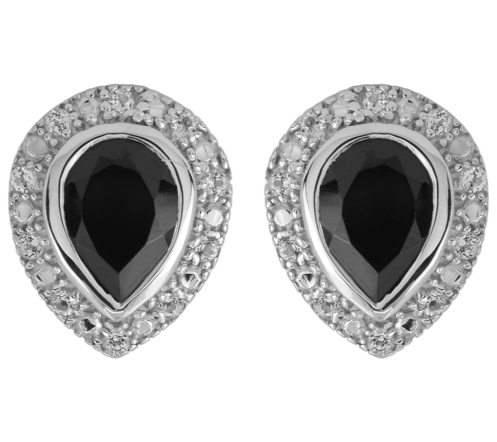 Sterling Silver Black Spinel & White Topaz Earr ngs