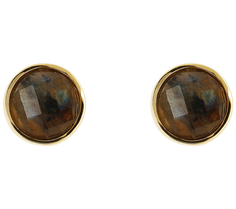 Veronese 18K Gold Clad Labradorite Stud Earrings