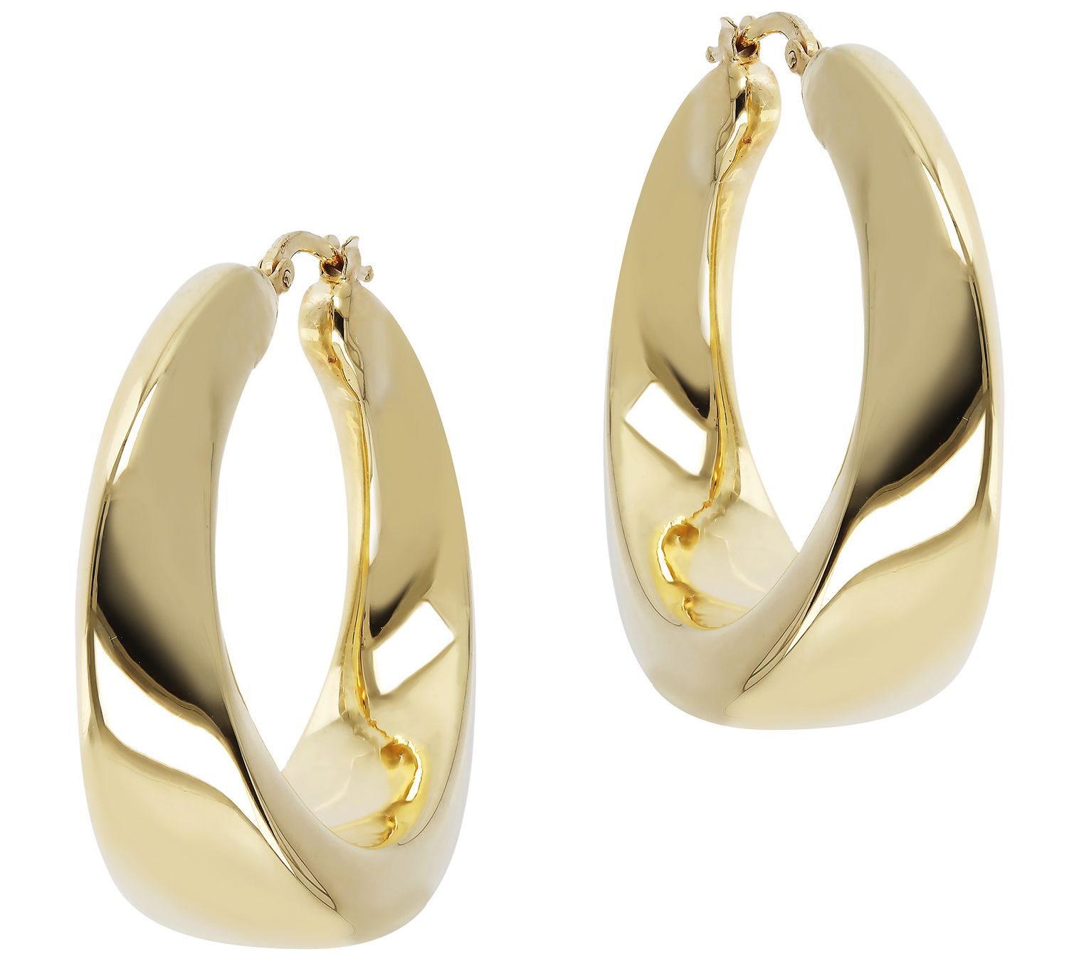 Italian Gold Polished Wave Hoop Earrings, 14K