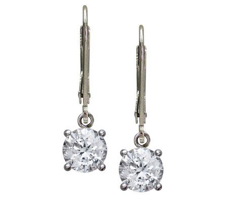 Diamonique 3.00 ct tw Round Lever B ack Earring s