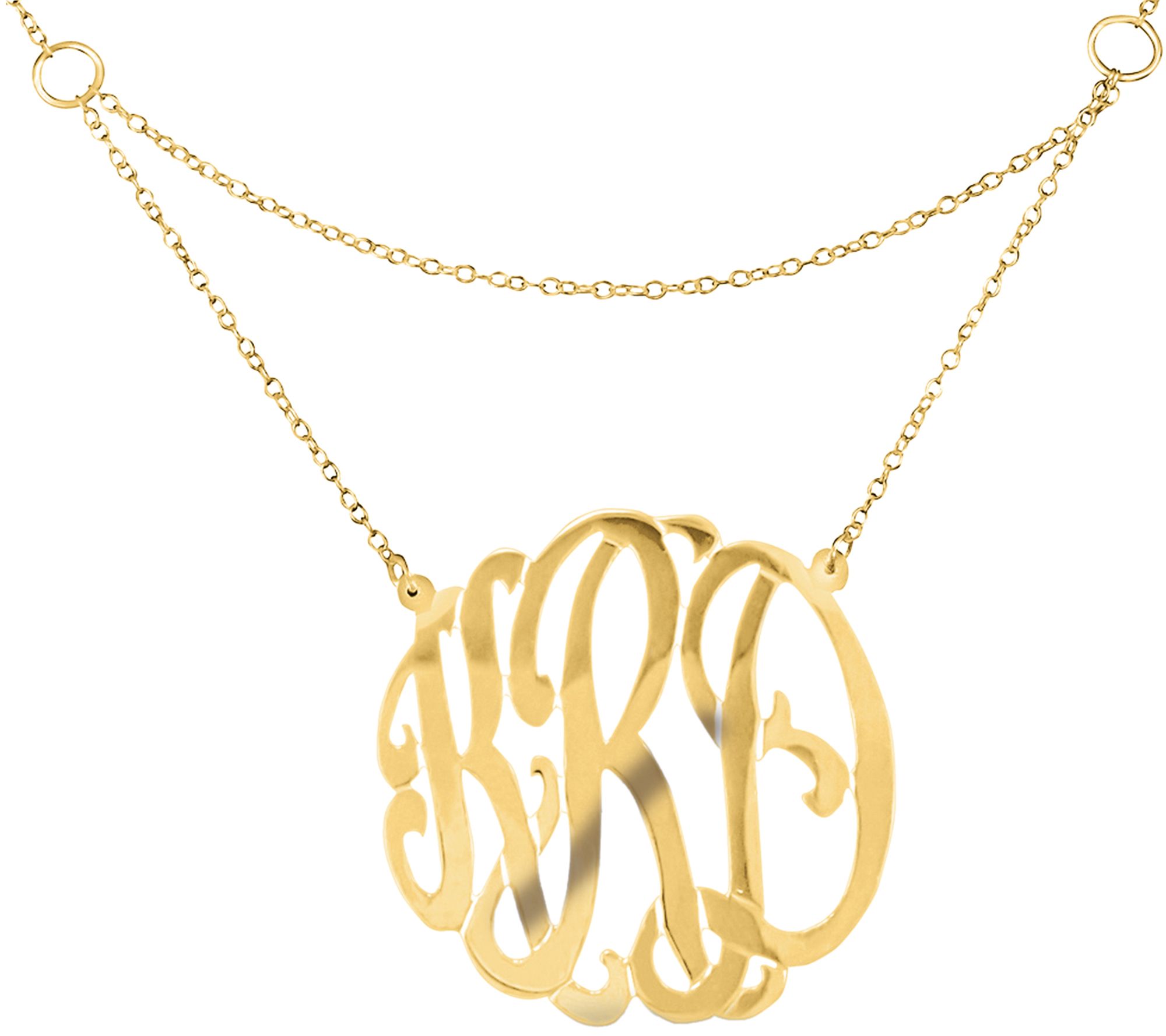 Personalized 24K GoldPlated Sterling Gated Monogram Necklace