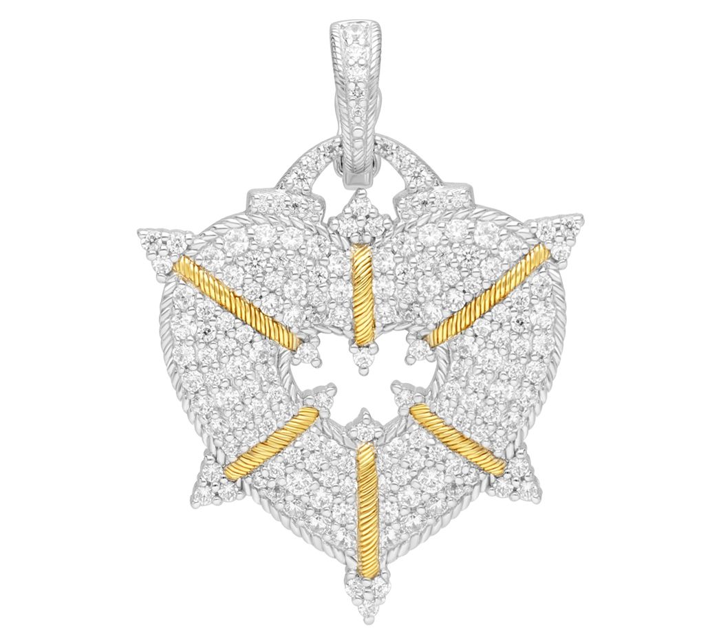 JUDITH Classic Two-Tone Diamonique Heart Pendant, Sterling