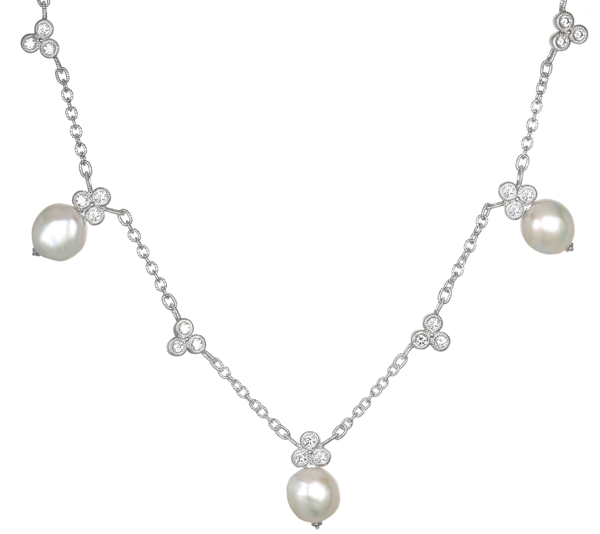 Judith Ripka Sterling with Pearls & Diamonique Necklace