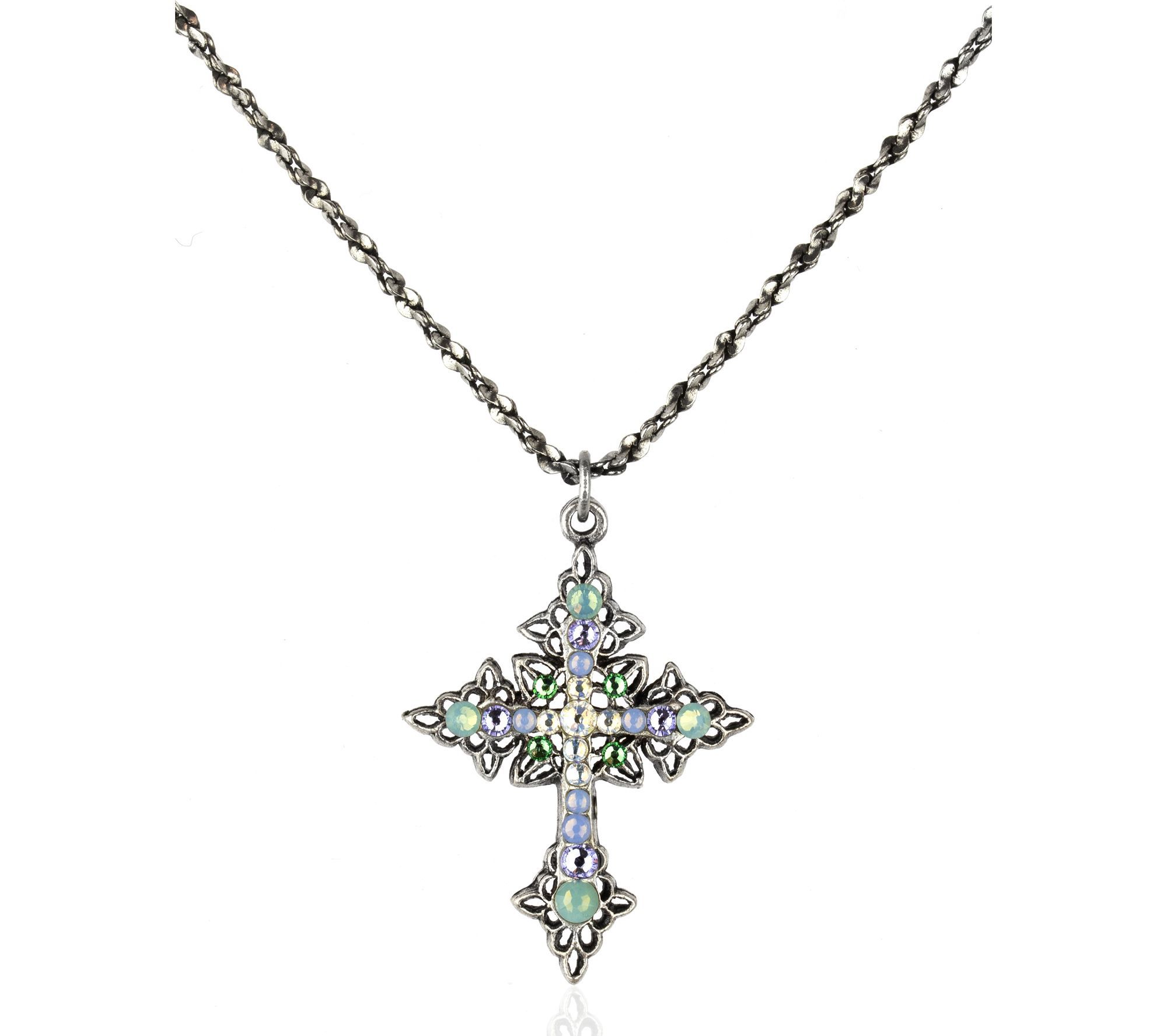 Anne Koplik Swarovski  Pastel Crystal Cross Nec klace