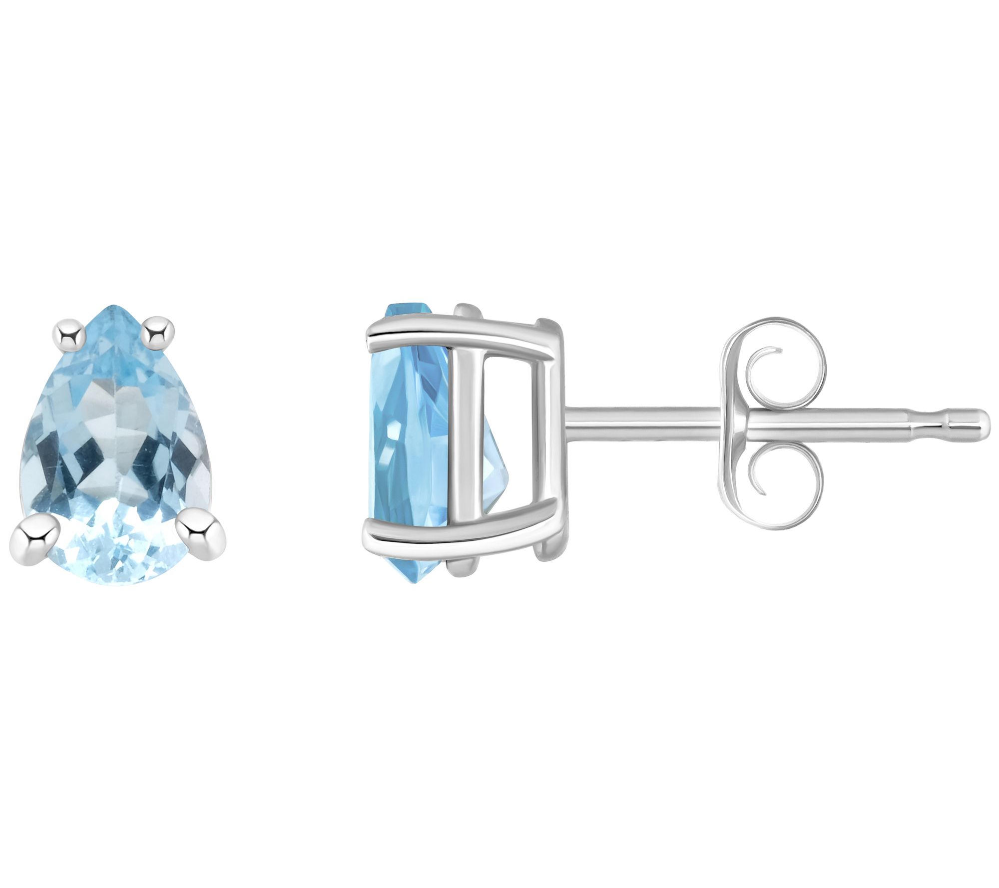 14K Gold Pear Cut 0.70 cttw Aquamarine Stud Ear  rings