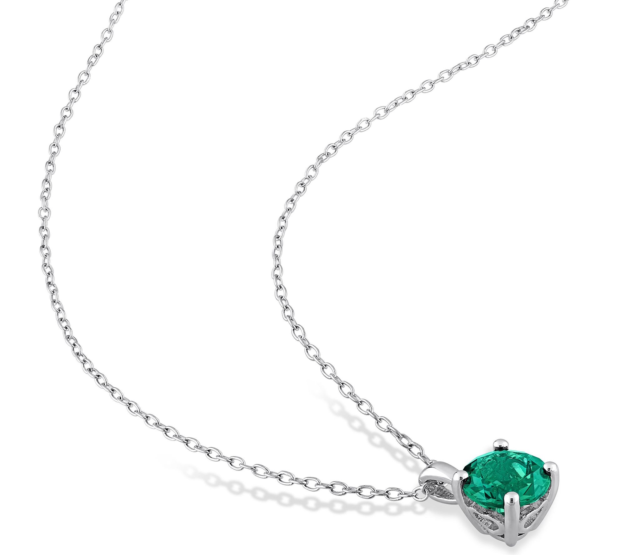 Sterling Silver Created Emerald Earring & Neckl ce Set