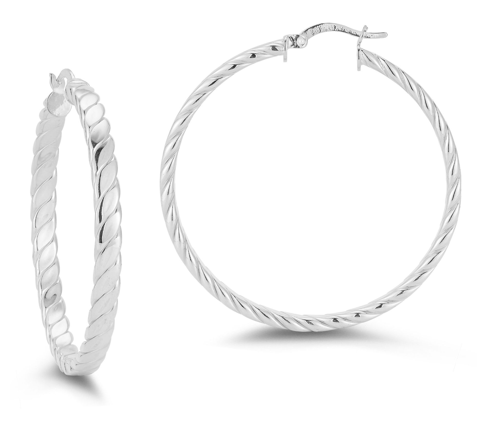 Sterlina Silver Large Twisted Hoop Earrings, Sterling