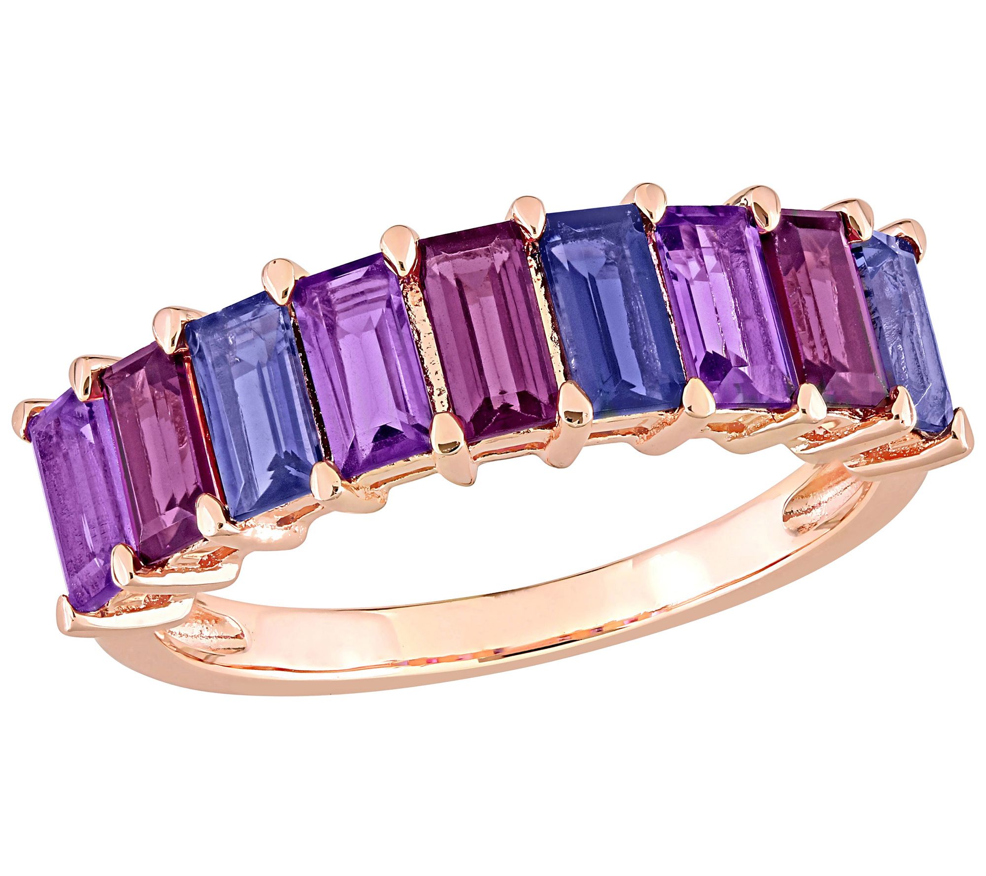 18K Rose Gold Plated 2.15 cttw Multi-Gemstone Ring