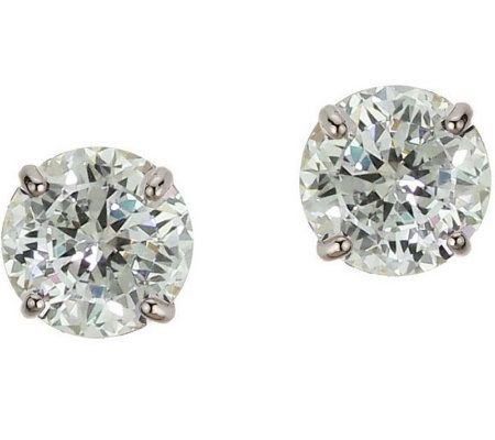 Diamonique 4.00 ct tw 100-Facet Stud Earrings,1 4K Gold