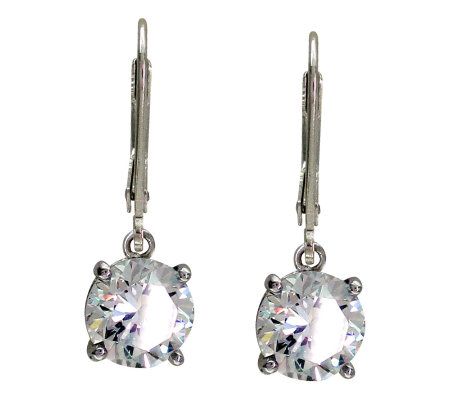 Diamonique 4.00 cttw Round Lever Back Earrings, Platinum Clad