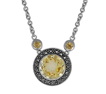 Suspicion Sterling Macasite Gemstone Necklace