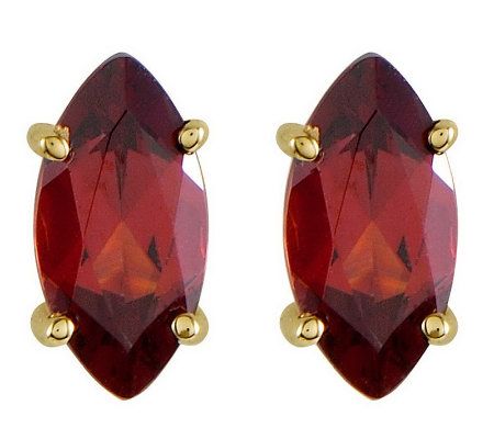 Marquise Gemstone Stud Earrings, 14K Gold