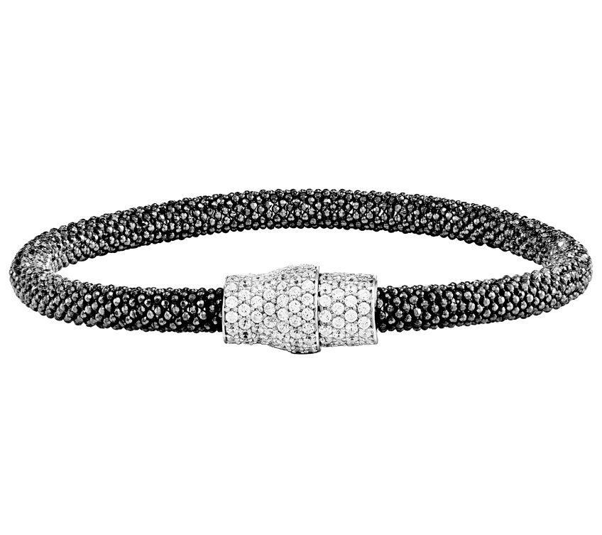 Italian Silver Mesh Crystal Magnetic Bracelet