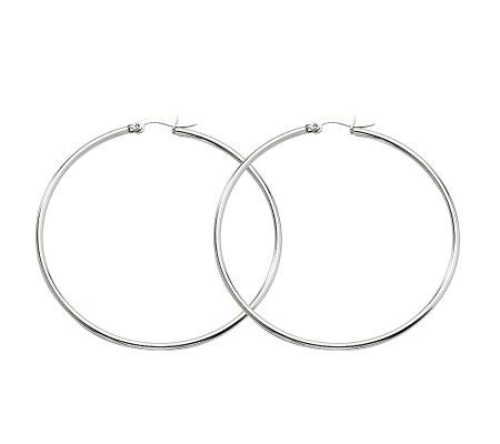 Steel by Design Polished 2-3/8 Hoop Earrings