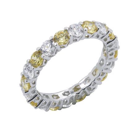 Diamonique & Canary Eternity Band Ring, Platinu m Clad