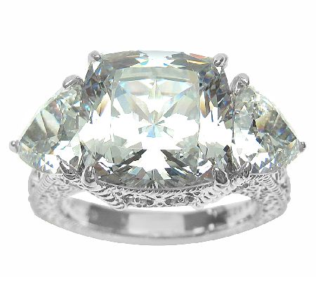 Judith Ripka Sterling 3-Stone 12.50cttw Diamoni que Ring