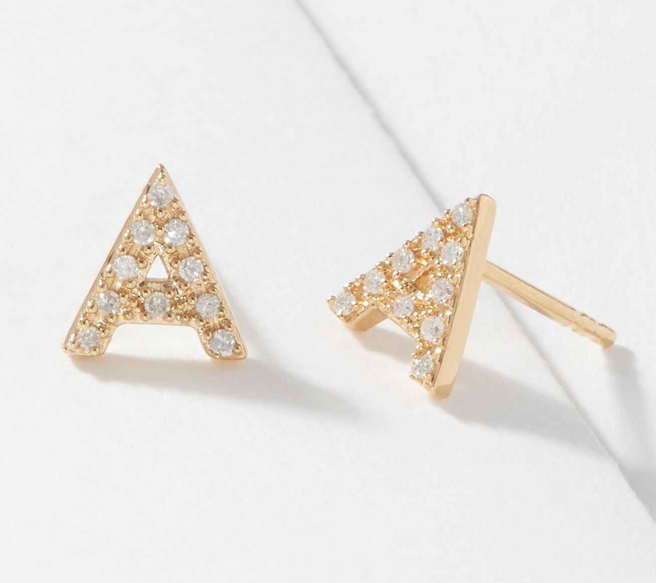Affinity 14K Plated Diamond Initial Stud Earrings1/10ctw