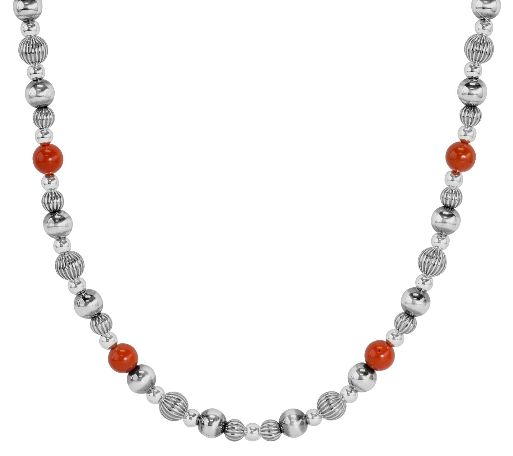 American West Sterling 32 Red Jasper Beaded Ne cklace