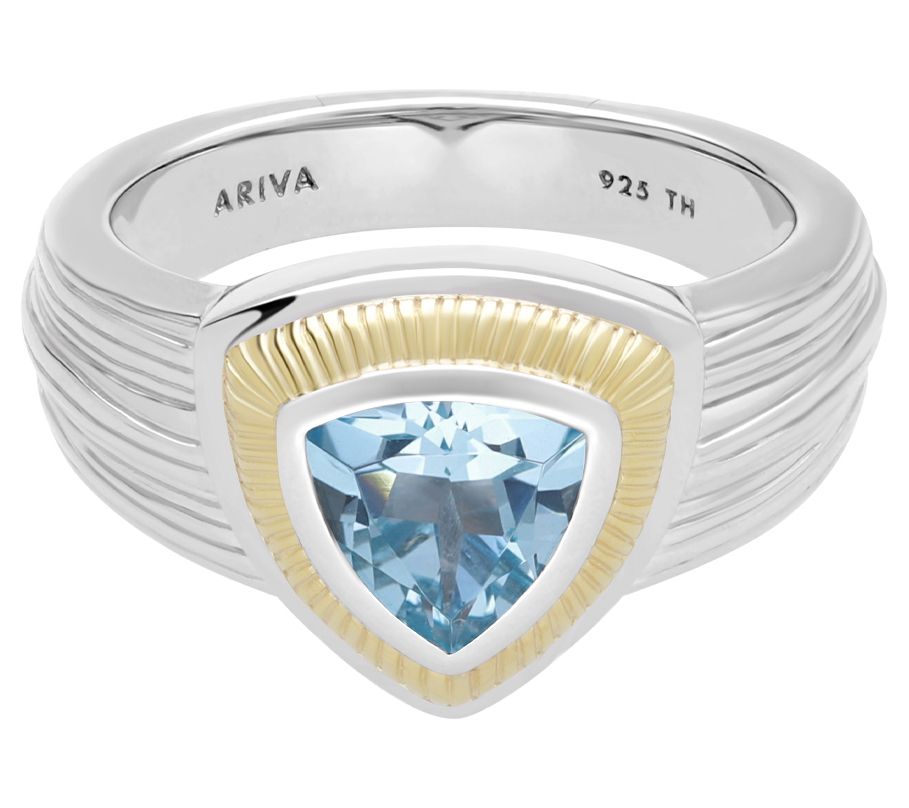 Ariva Sterling Silver & 18K Gold Clad Blue Topa Ring