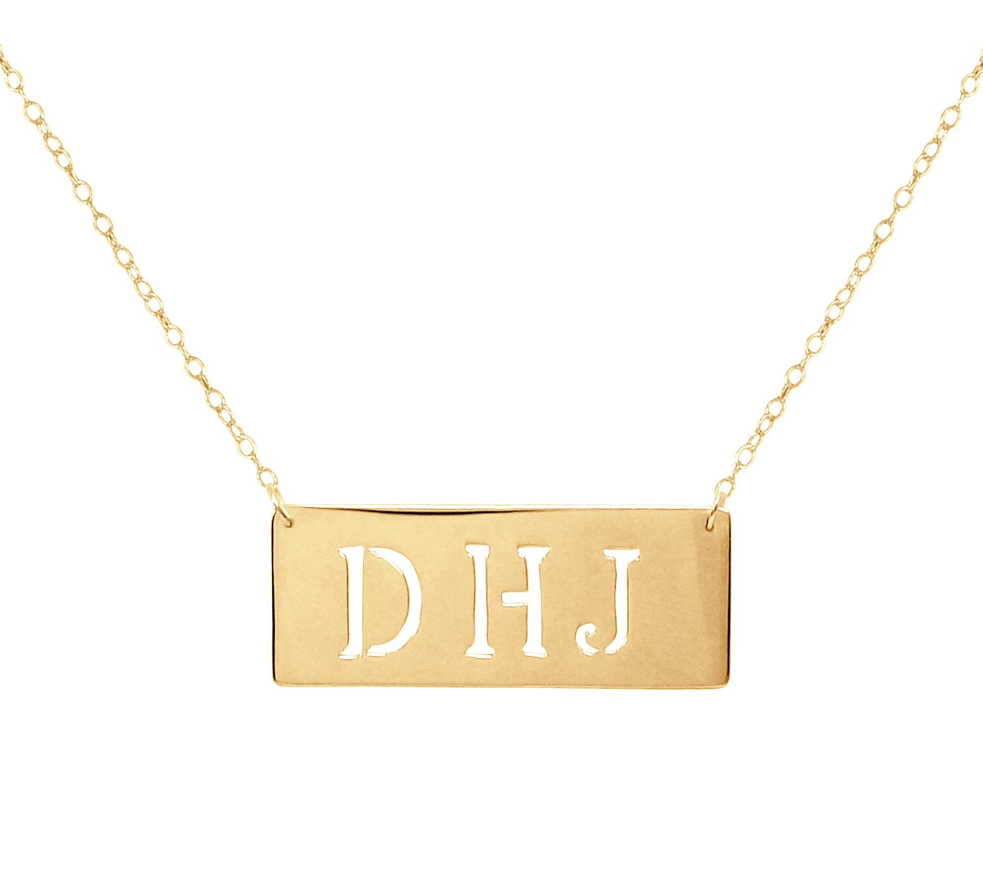 14K Gold-Plated Sterling Personalized Initial B ar Necklace