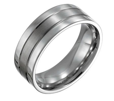 Steel By Design Mens 8mm Flat Satin Polished R ing