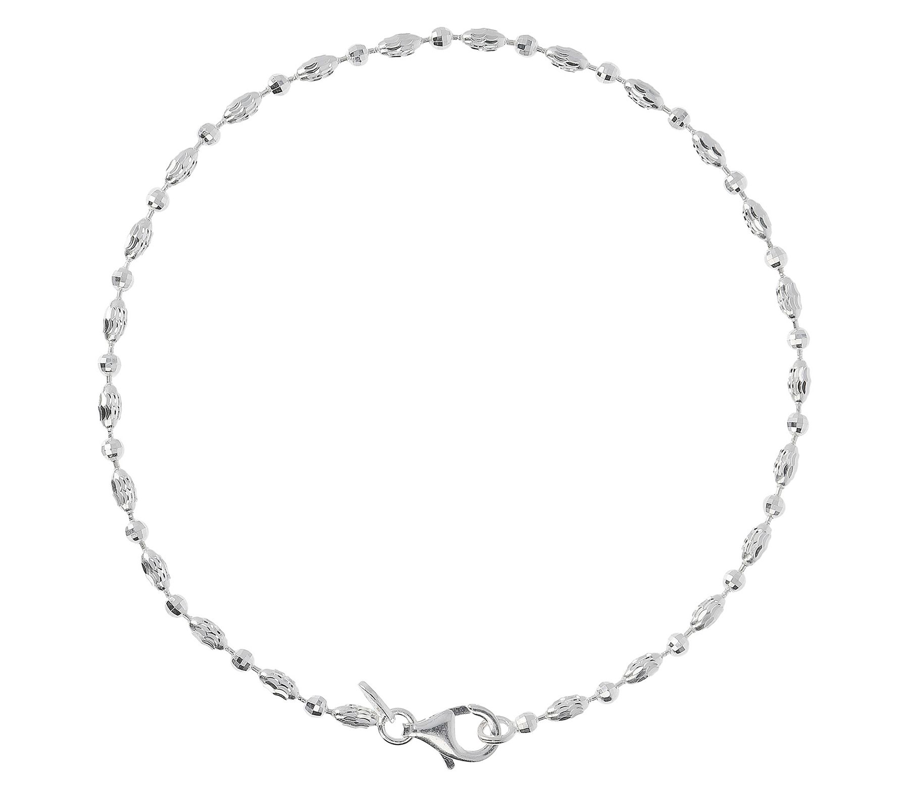 UltraFine Silver 9 Diamond-Cut Bead Anklet