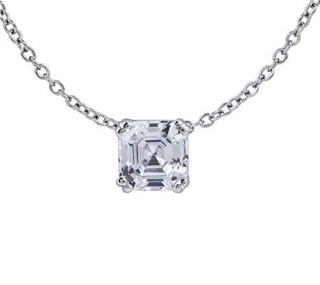 Diamonique 2.00 cttw Asscher Cut Pendant, Plati num Clad