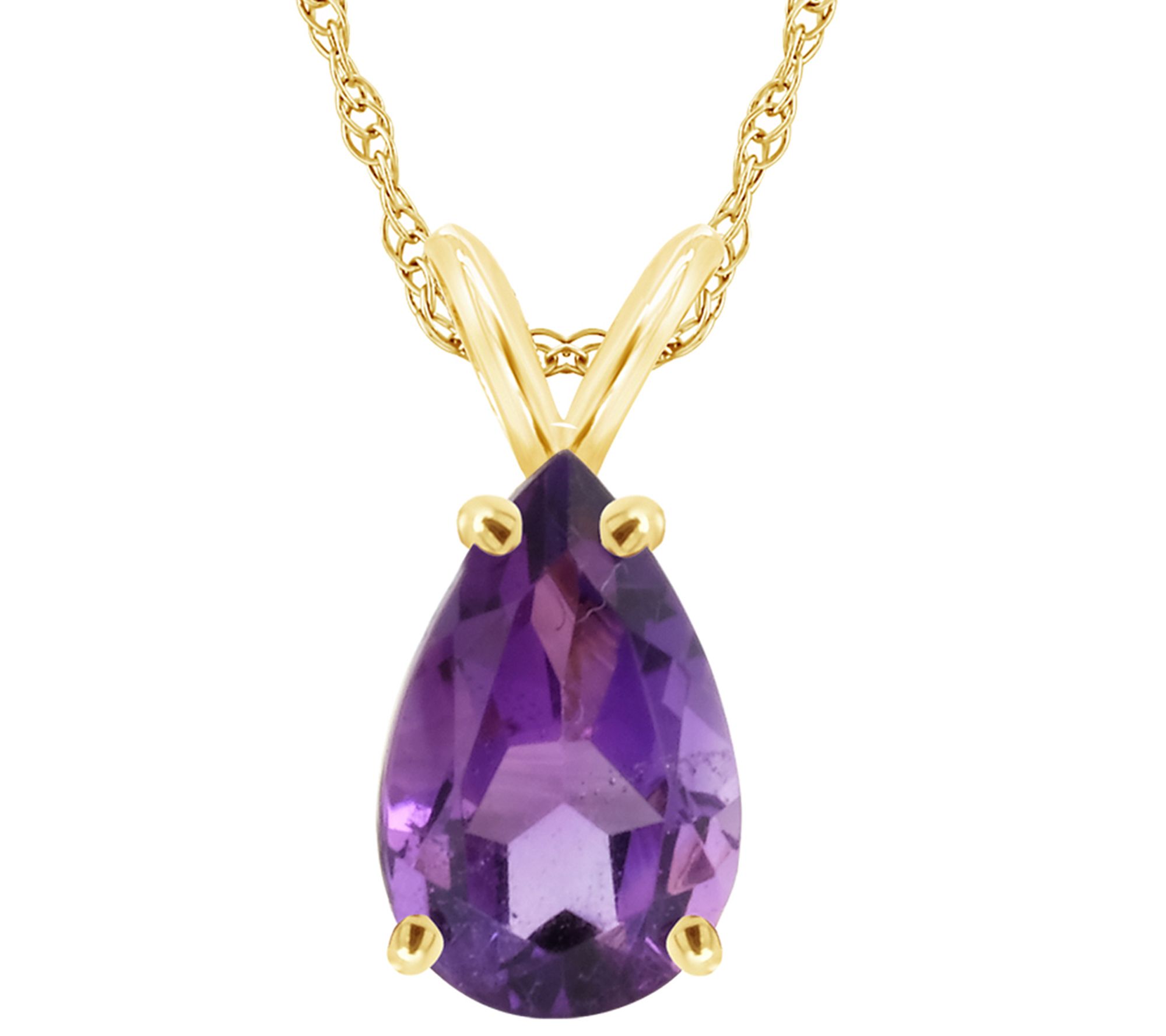 Pear-Shaped Gemstone Pendant with 18 Chain, 14 K