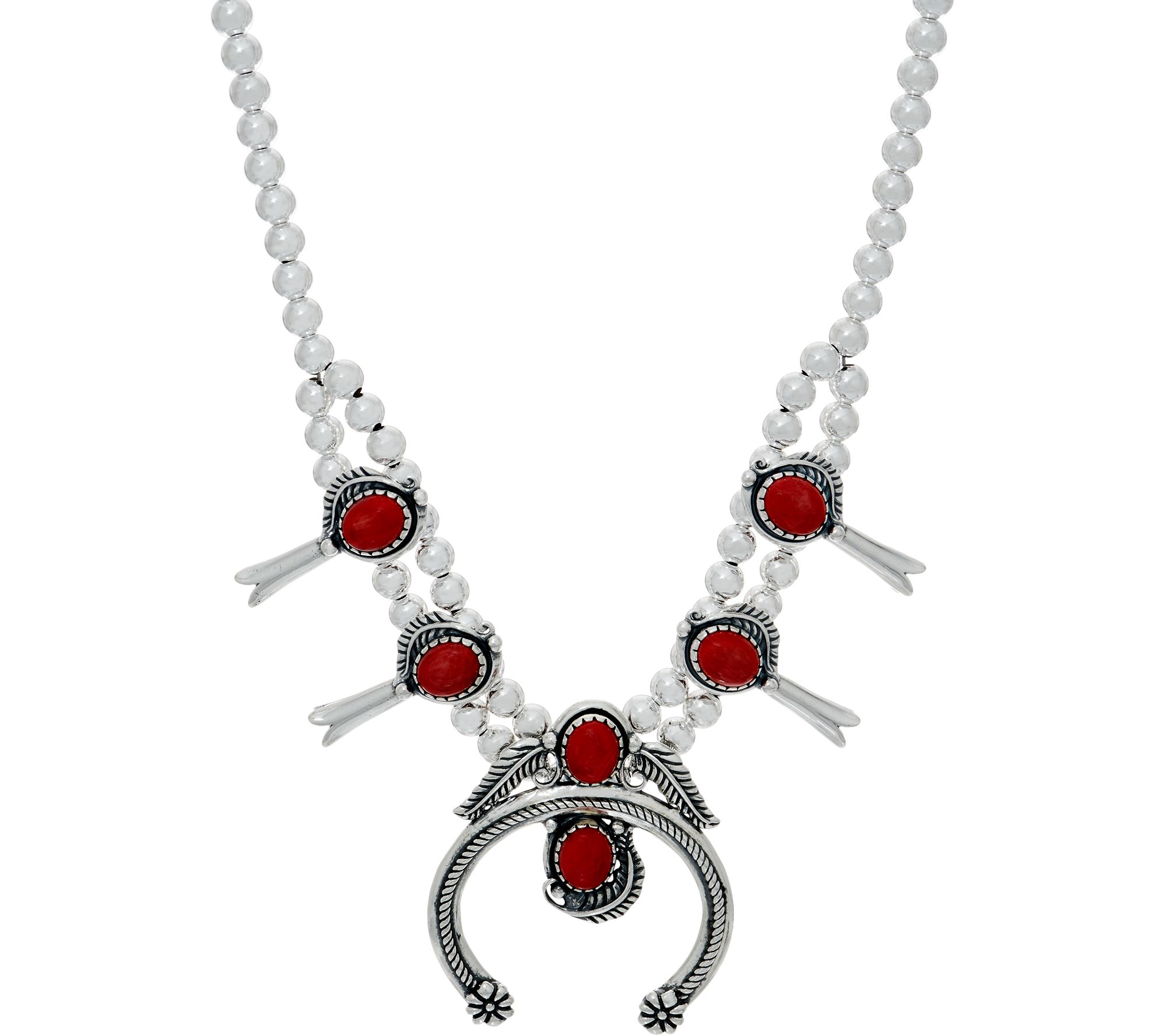 American West Gemstone Squash Blossom Sterling Necklace