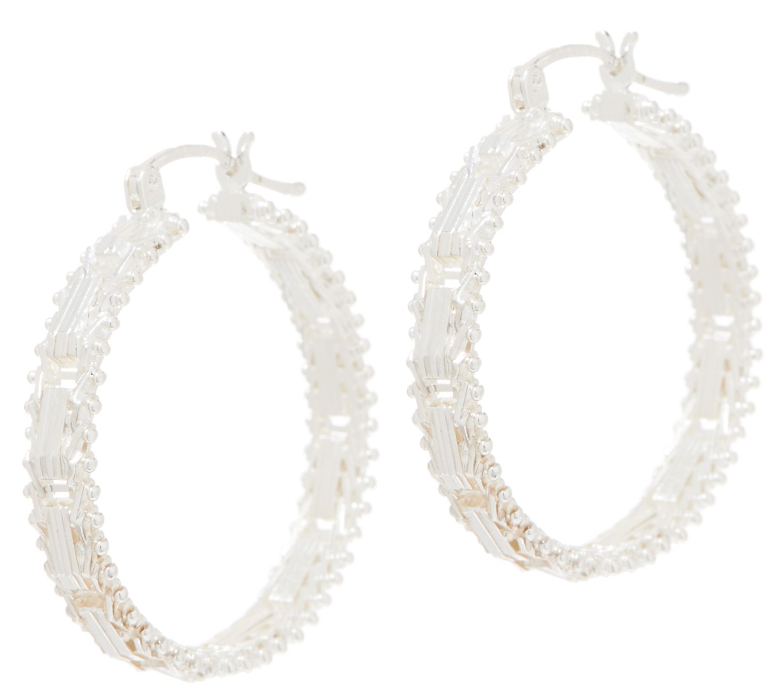Imperial Silver 1-1/4 Mirror Bar Hoop Earrings