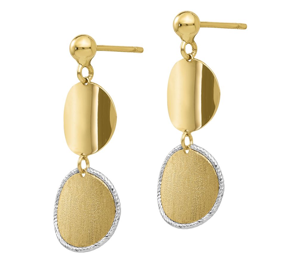Italian Gold Two-Tone Satin Double Circle Earri ngs, 14K