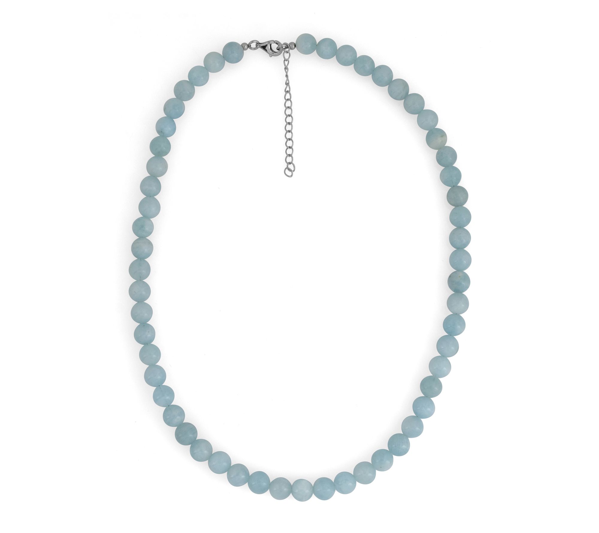Sterling Silver Blue Milky Aquamarine Bead Neck ace