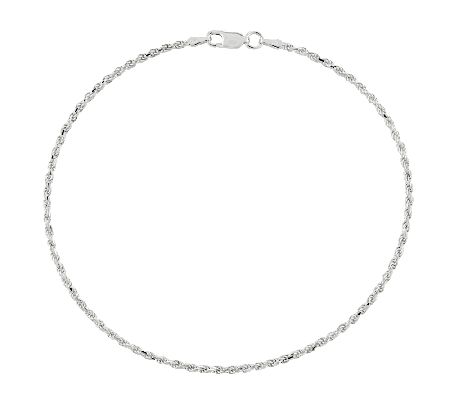 Sterling Diamond-Cut Rope Chain Ankle Bracelet