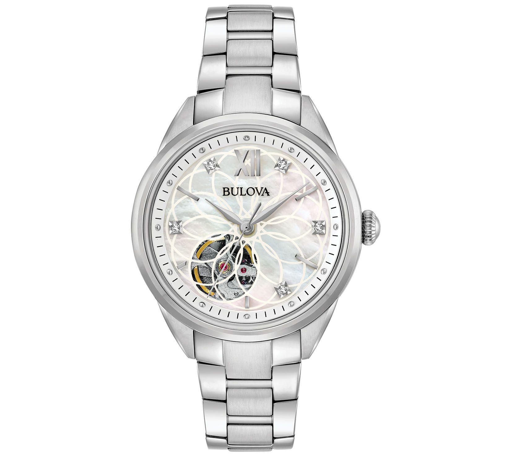 Bulova Womens Stainless Diamond Automatic Movement Watch