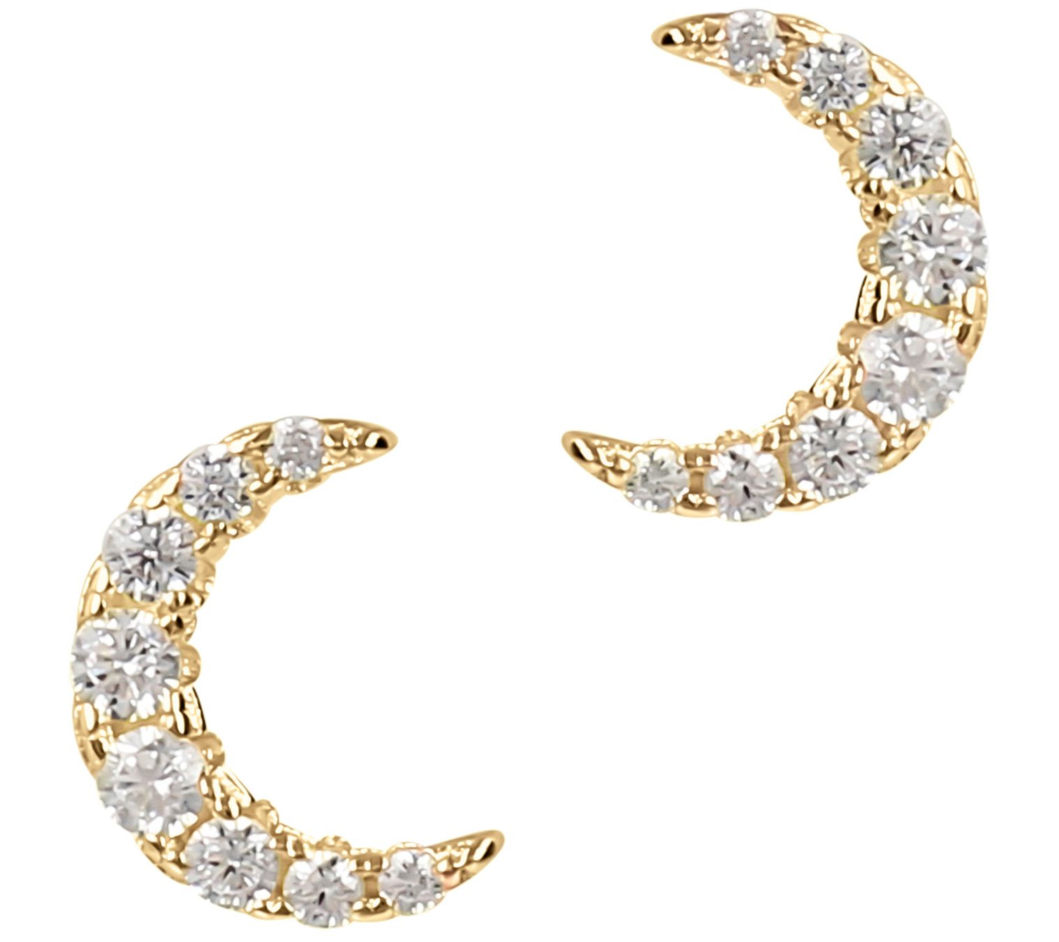 Diamonique Crescent Moon Stud Earrings, Sterling Silver