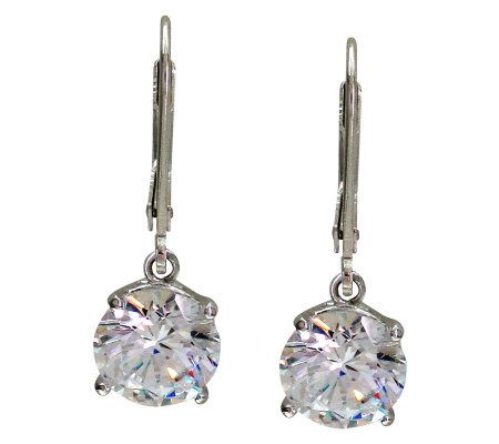 Diamonique 6.00 cttw Round Lever Back Earrings, Platinum Clad