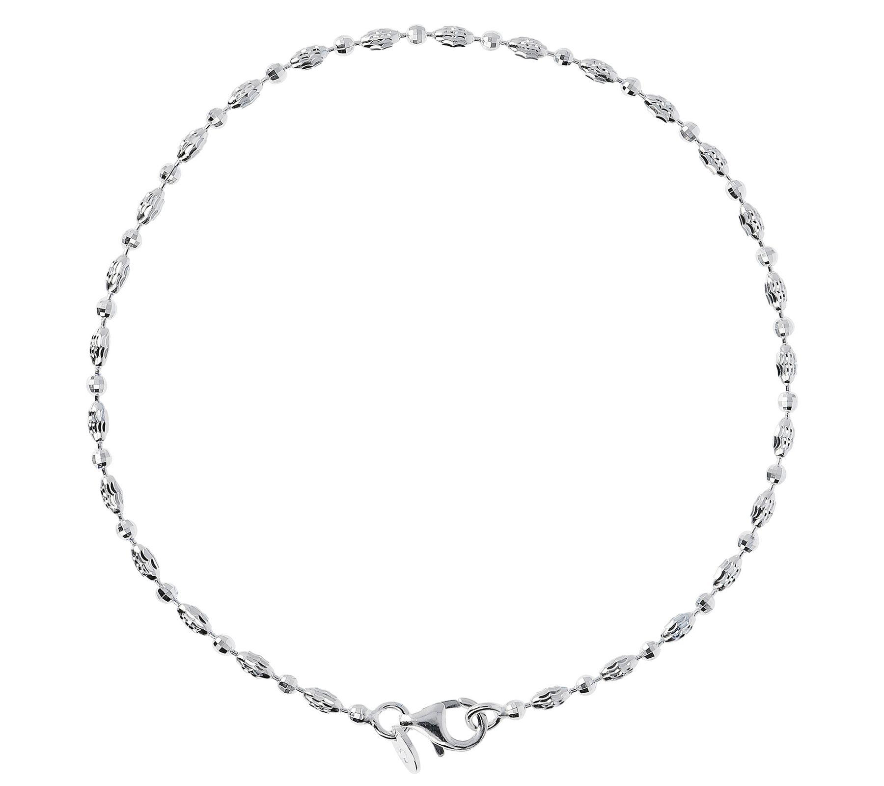 UltraFine Silver 10 Diamond-Cut Bead Anklet