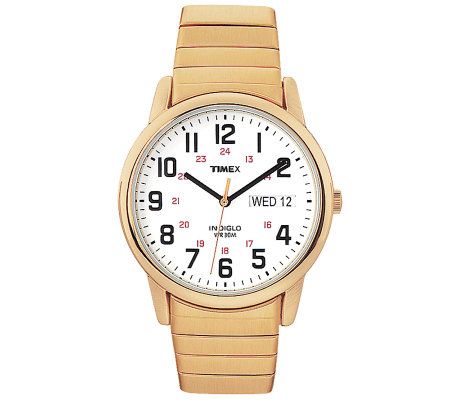 Timex Mens Fashion Easy Reader Goldtone Exp Ba nd Watch
