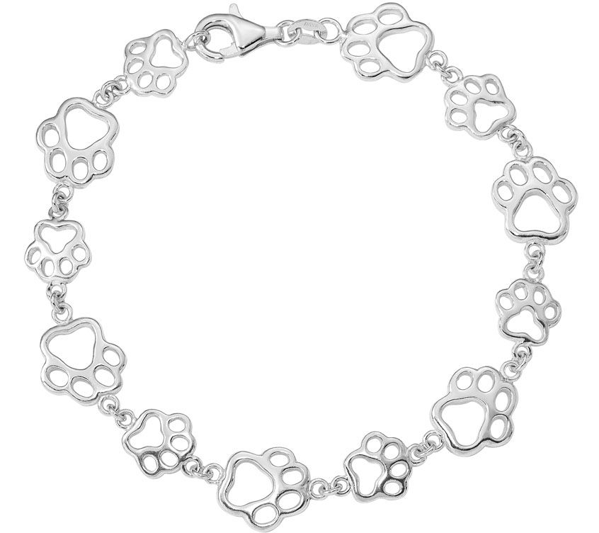Sterling Paw Print Bracelet by Silver Style