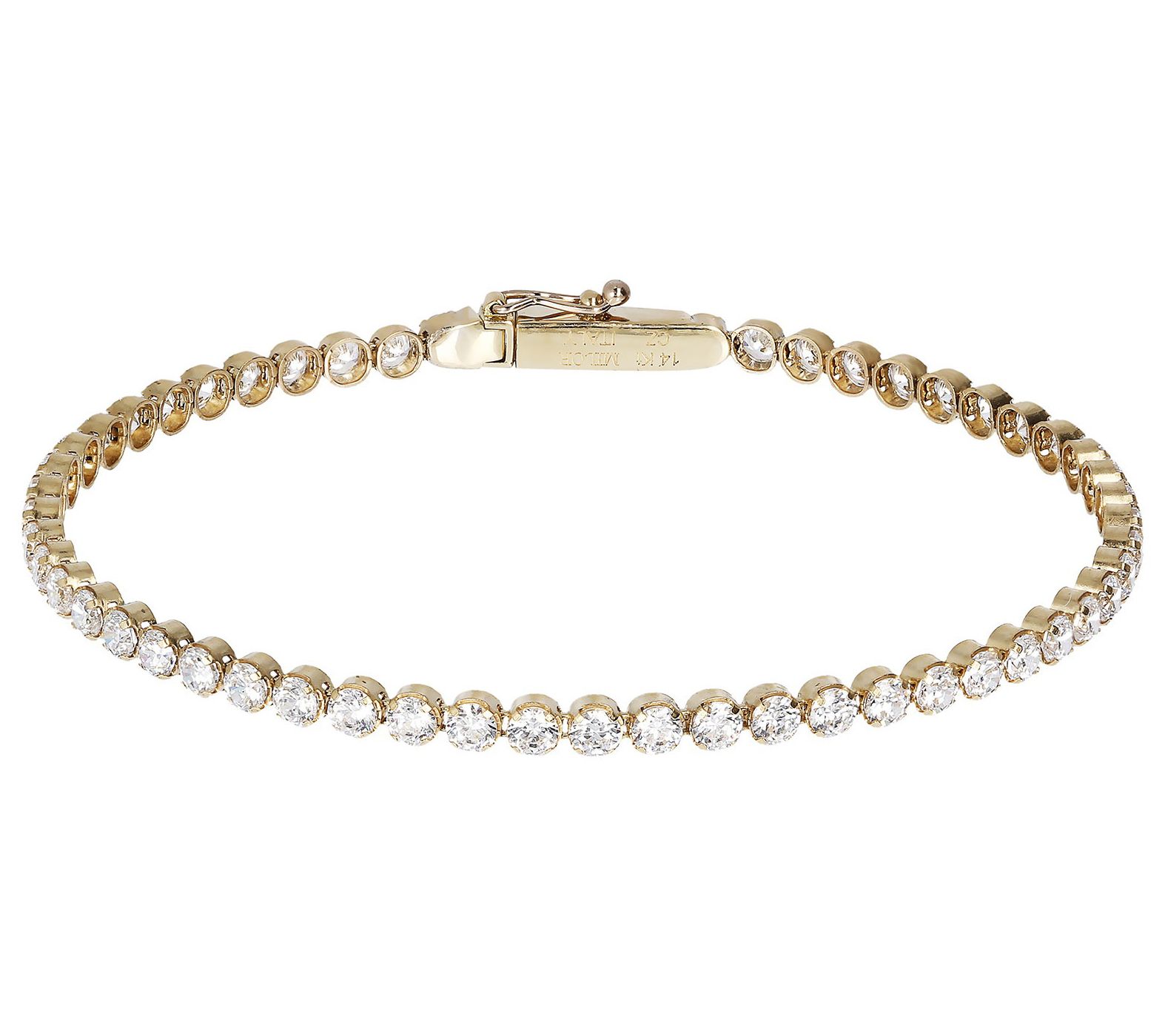 Diamonique 3.95 cttw 73/4" Tennis Bracelet, 14K Gold