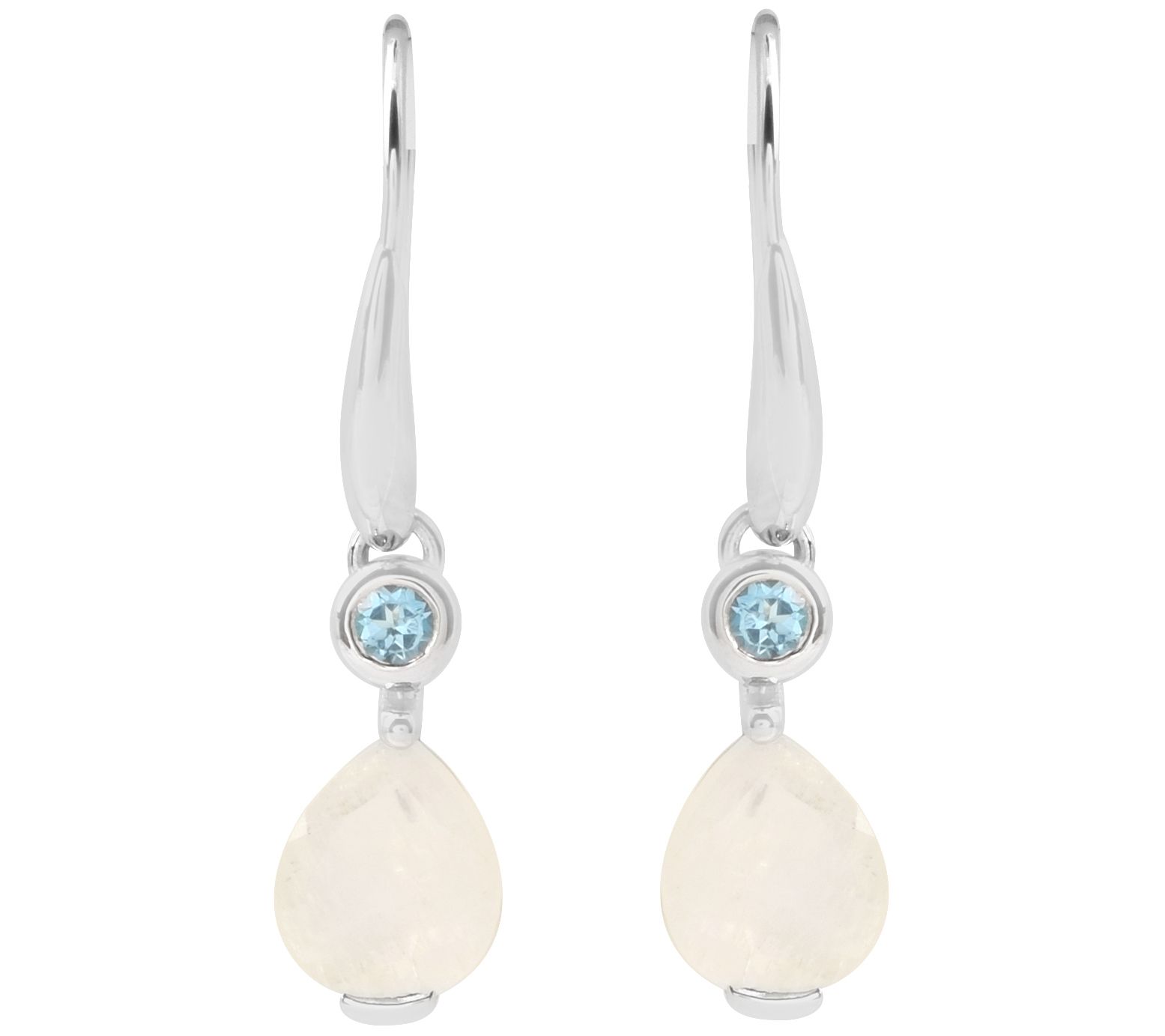 Sterling Silver Moonstone & Swiss Blue Topaz Da gle Earrings