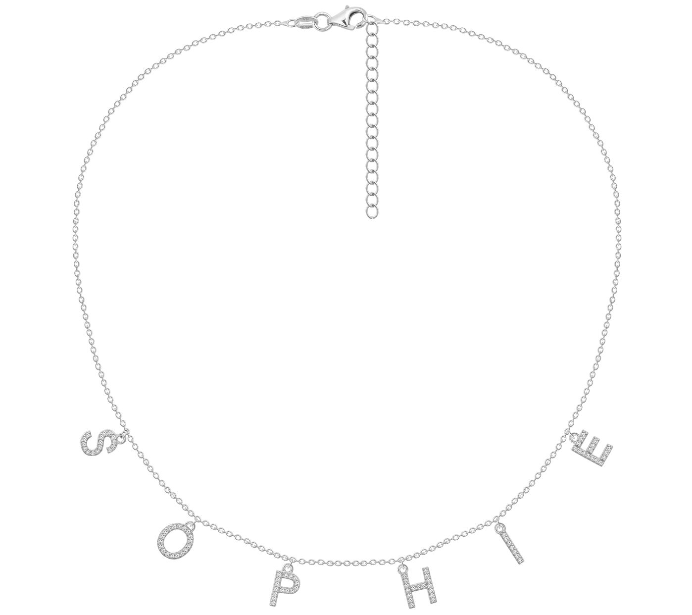 Diamonique Sterling Silver Personalized Letter Necklace