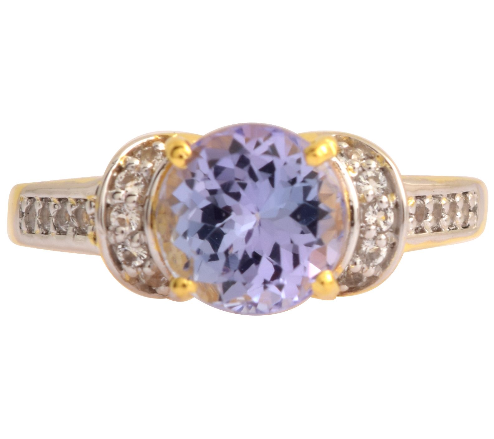 Affinity Gems Tanzanite & White Topaz Ring, 14K Gold Plated