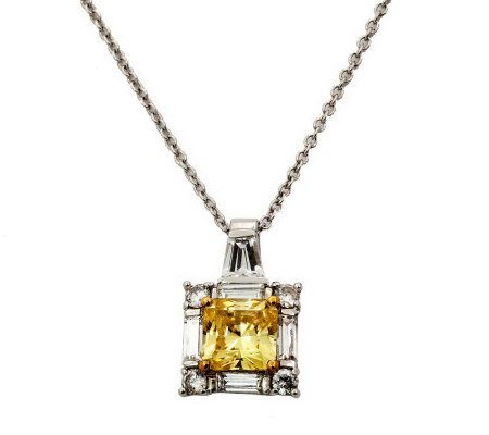 Diamonique 2.50 cttw Princess Cut Pendant, Plat inum Clad